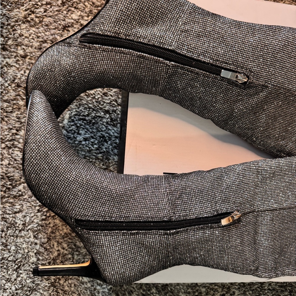 Nine West Women's Shimmer Heeled Boots - Silver - Picture 5 of 5